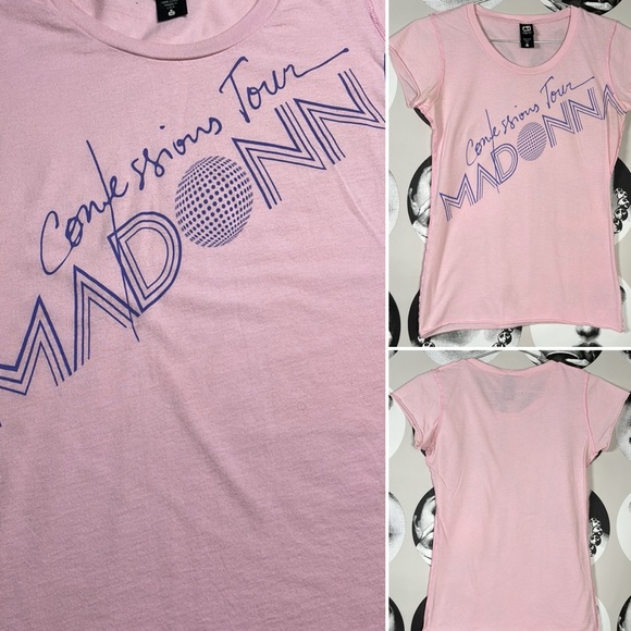 Madonna 2006 Confessions Tour Pink Cap Sleeve Cut Hem Concert Tee, Sz M 🪩🎤 - Picture 1 of 8